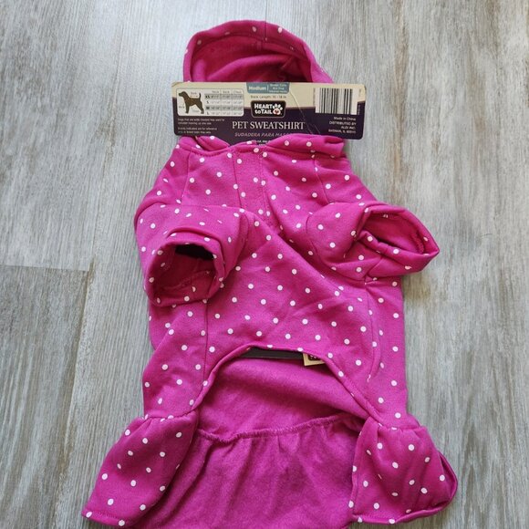 Heart to Tail Pet Sweatshirt Dog Pink White Polka Dot 'Loved' - Picture 3 of 5